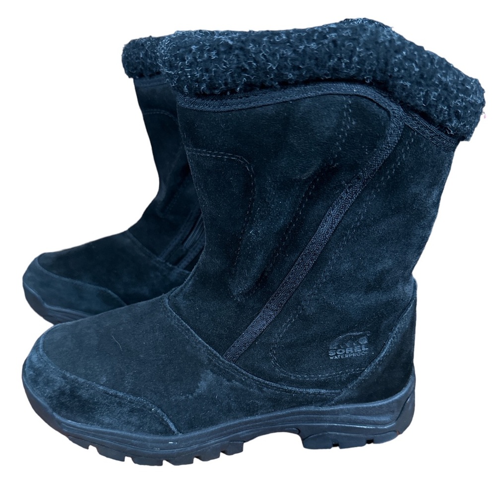 Sorel Waterfall Black Suede Winter Boots Size 9